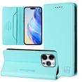 thumbnail image 1 of Wallet Case For iPhone 15 Pro 6.1inch, [RFID Blocking] PU Leather Magnetic Folio with 2 Card Slot Kickstand Flip Cover Shockproof Phone Case,Mint Green,For iPhone 15 Pro, 1 of 8
