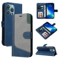 thumbnail image 1 of Wallet Case for iPhone 15 Pro, Buisiness Luxury PU Leather Credit Card Slots Holder Kickstand Magnetic Clasp Phone Cover with Silicone Inner Shockproof Drop Resistant Case, Blue, 1 of 11