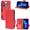 thumbnail image 1 of Wallet Case for iPhone 15 Pro Card Slots Holder Kickstand Flip Case, Lychee Pattern PU Leather Shockproof Cover with Magnetic Clasp Drop Resistant Phone Case, Red, 1 of 6