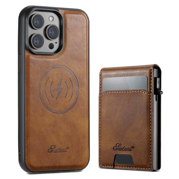 Wallet Case for iPhone 15 Pro Compatible with MagSafe for Men Women, with Card Slots,Detachable Magnetic Wallet Shockproof Anti-fall PU Leather Phone Case Cover for iPhone 15 Pro,Brown