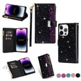 thumbnail image 1 of Wallet Case for iPhone 15 Pro, Glitter Bling Flip Folio Leather Protective Magnetic Stand Zipper Purse Phone Cover with Card Slot Holder Wrist Strap for Women,
Black, 1 of 9