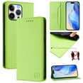 thumbnail image 1 of Wallet Case for iPhone 15 Pro, Magnetic Closure PU Leather Flip Phone Case for Men Women with RFID Blocking Card Holder Kickstand, Shockproof Protection Cover for iPhone 15 Pro, Green, 1 of 12
