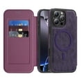 thumbnail image 1 of Wallet Case for iPhone 15 Pro, Magnetic Flip Kickstand Compatible with MagSafe, RFID Blocking Premium PU Leather Slim Shockproof Phone Case with Card Holder For iPhone 15 Pro,Purple, 1 of 8