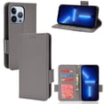 thumbnail image 1 of Wallet Case for iPhone 15 Pro Max Card Slots Holder Kickstand Flip Case, Lychee Pattern PU Leather Shockproof Cover with Magnetic Clasp Drop Resistant Phone Case, Gray, 1 of 6
