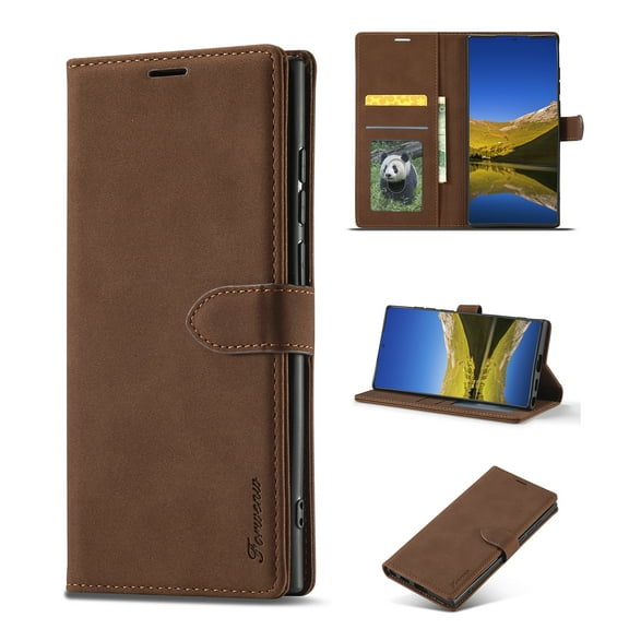 Wallet Case for iPhone 15 Pro Max, [Card Slots Holder] [Kickstand] Luxury PU Leather Silicone Shockproof Cover with [Magnetic Clasp] Flip Folio Case for iPhone 15 Pro Max,Brown