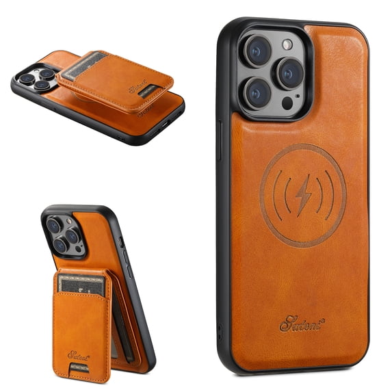 Wallet Case for iPhone 15 Pro Max, Compatible with MagSafe Magnetic Detachable Premium PU Leather Flip Case Cover with Card Slots Holder Kickstand for iPhone 15 Pro Max 6.7 Inch - Khaki
