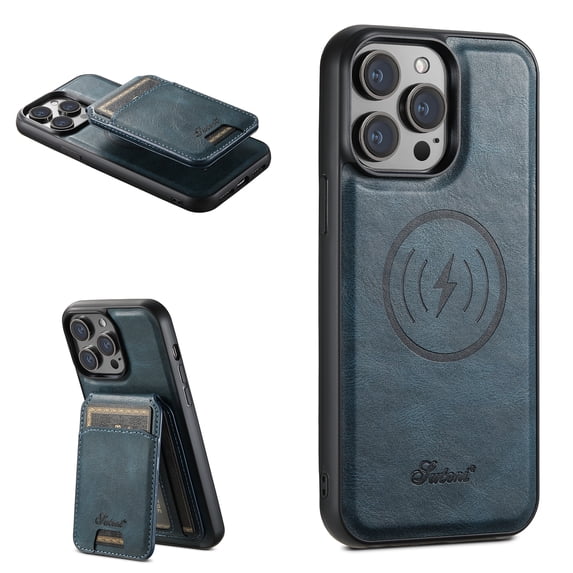 Wallet Case for iPhone 15 Pro Max, Compatible with MagSafe Magnetic Detachable Premium PU Leather Flip Case Cover with Card Slots Holder Kickstand for iPhone 15 Pro Max 6.7 Inch - Blue