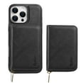 thumbnail image 1 of Wallet Case for iPhone 15 Pro Max Compatible with MagSafe for Men Women, Detachable Magnetic Flip Zipper Wallet with RFID Blocking Card Slots Shockproof Rugged Anti-fall Phone Case,Black, 1 of 8