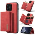 thumbnail image 1 of Wallet Case for iPhone 15 Pro Max, Detachable Card Slots Holder Kickstand Magnetic Closure Cover with Premium PU Leather Silicone Shockproof Drop Resistant Protective Case, Red, 1 of 11