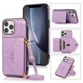 thumbnail image 1 of Wallet Case for iPhone 15 Pro Max, Detachable Crossbody Lanyard Strap PU Leather+Soft TPU Bumper Magnetic Clasp Back Flip Credit Card Slots Kickstand Cover for iPhone 15 Pro Max - 6.7", Purple, 1 of 9