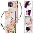 thumbnail image 1 of Wallet Case for iPhone 15 Pro Max with RFID Blocking Credit Card Slots Holder, Cute Patterned Gold Brushing Magnetic Flip Kickstand Wrist Strap Cover For iPhone 15 Pro Max, Love Rose, 1 of 8