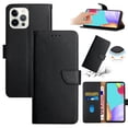 thumbnail image 1 of Wallet Case for iPhone 15 Pro Max, Shockproof Genuine Leather Magnetic Flip Cover with Card Holder, Classic Stand Feature and Full Body Protection Slim Phone Cover for iPhone 15 Pro Max, Black, 1 of 16