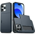 thumbnail image 1 of Wallet Case for iPhone 15 Pro, Rugged Case with Credit Card Holder Sliding Slot, Military Grade Shockproof Scratch Resistant Anti-Drop Phone Cover for iPhone 15 Pro, Darkblue, 1 of 9