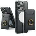 thumbnail image 1 of Wallet Case for iPhone 15,Ring Holder,Compatible with MagSafe Magnetic RFID Blocking Detachable Premium PU Leather Case with Card Slots Holder Kickstand Wireless Charging,Black, 1 of 10