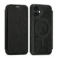 thumbnail image 1 of Wallet Case for iPhone 16, Magnetic Flip Kickstand Compatible with MagSafe, RFID Blocking Premium PU Leather Slim Shockproof Phone Case with Card Holder For iPhone 16,Black, 1 of 9