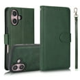 thumbnail image 1 of Wallet Case for iPhone 16 Plus, 2 In 1 PU Leather Flip Phone Case with Detachable Magnetic TPU Inner, Kickstand Phone Cover with Card Slots & Wrist Strap for iPhone 16 Plus, Green, 1 of 6
