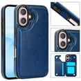 thumbnail image 1 of Wallet Case for iPhone 16 Plus with Card Holder, Back Folio Flip Premium PU Leather Kickstand Card Slots Case, Double Strong Magnetic Clasp Durable Shockproof Phone Case for iPhone 16 Plus,Darkblue, 1 of 11