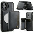 thumbnail image 1 of Wallet Case for iPhone 16 Plus,Compatible with MagSafe for Men Women,Detachable Magnetic Wallet Phone Case with Card Holder,Kickstand,PU Leather Shockproof Anti-fall Phone Case,Black, 1 of 12