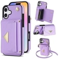 thumbnail image 1 of Wallet Case for iPhone 16 Plus, with Detachable Lanyard Cards Holder Premium PU Leather Shockproof Flip Cover Stand Anti-Scratch Protective Phone Cover for Apple iPhone 16 Plus, Purple, 1 of 5