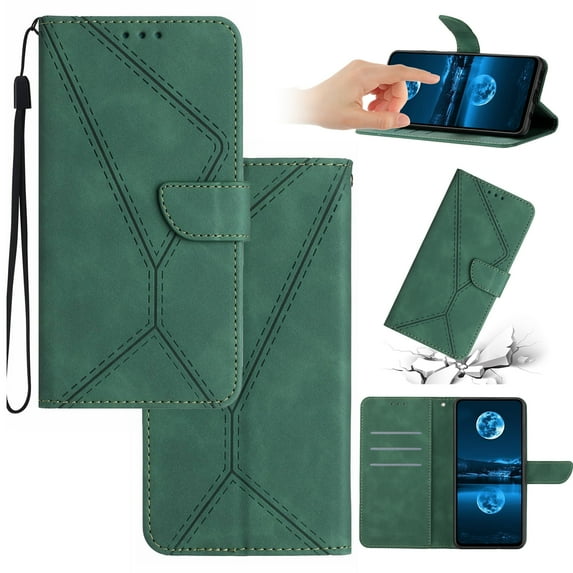 Wallet Case For iPhone 16 Plus, RFID Blocking Magnetic Flip Case with Card Slots Holder/Cash Pocket Kickstand Wrist Strap, Premium PU Leather Folio Shockproof Protective Cover, Green