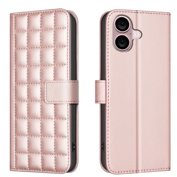 Wallet Case for iPhone 16 Plus with Wrist Strap & Shoulder Strap, Multiple Card Slots Folio Purse PU Leather Stand Full Body Protection Phone Case Cover for iPhone 16 Plus, Rosegold