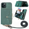 thumbnail image 1 of Wallet Case for iPhone 16 Pro, Adjustable Detachable Crossbody Zipper Purse Case with Card Holder & Kickstand, PU Leather Flip Folio Case for iPhone 16 Pro, Green, 1 of 10