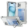 thumbnail image 1 of Wallet Case for iPhone 16 Pro, with Card Holder Slot Built-in Kickstand Shockproof Slim Hard Back Cover Soft TPU Bumper Translucent Clear for iPhone 16 Pro, Clear, 1 of 8