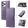 thumbnail image 1 of Wallet Case for iPhone 16 Pro, [Card Slots] Cash Holder Folio PU Leather Cover, [RFID Blocking] Flip Stand Case with [TPU Shockproof Interior Case] Compatible for iPhone 16 Pro, Purple, 1 of 9