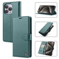 thumbnail image 1 of Wallet Case for iPhone 16 Pro, [Card Slots] Cash Holder Folio PU Leather Cover, [RFID Blocking] Flip Stand Case with [TPU Shockproof Interior Case] Compatible for iPhone 16 Pro, Green, 1 of 9