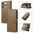 thumbnail image 1 of Wallet Case for iPhone 16 Pro, [Card Slots] Cash Holder Folio PU Leather Cover, [RFID Blocking] Flip Stand Case with [TPU Shockproof Interior Case] Compatible for iPhone 16 Pro, Brown, 1 of 9