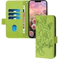 thumbnail image 1 of Wallet Case for iPhone 16 Pro Case Leather with Card Holder,Rose Floral Flip Magnetic Kickstand RFID Blocking Feature Protective Women Case for iPhone 16 Pro 6.3 inch,Green MG, 1 of 14