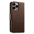 thumbnail image 1 of Wallet Case for iPhone 16 Pro, [Compatible with Magsafe] PU Leather Wallet Case with Card Slots&Magnetic Clasp [Flip Fold Kickstand] Shockproof Anti-fall Rugged Phone Case,Brown, 1 of 10