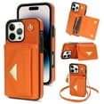 thumbnail image 1 of Wallet Case for iPhone 16 Pro, with Detachable Lanyard Cards Holder Premium PU Leather Shockproof Flip Cover Stand Anti-Scratch Protective Phone Cover for Apple iPhone 16 Pro, Orange, 1 of 5