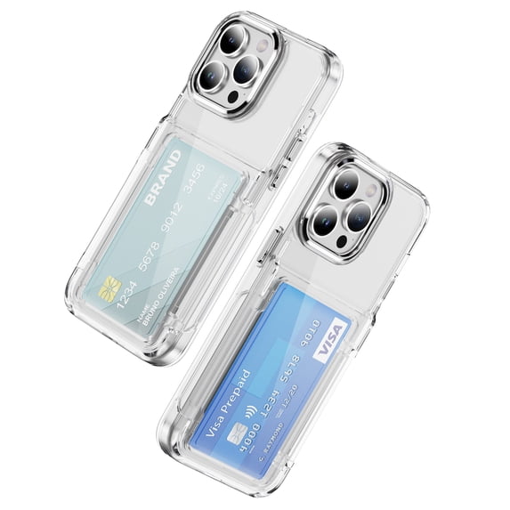 Wallet Case for iPhone 16 Pro Max with 2 Credit Card Holder Slot, Luxury Ultra Slim Shockproof Hybrid Heavy Duty Protection Clear Thin Phone Cover Compatible with iPhone 16 Pro Max - Clear