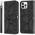 thumbnail image 1 of Wallet Case for iPhone 16 Pro Max Case Women Leather Flip with Wrist Strap Magnetic with Card Holder Adjustable Stand Protective Case for iPhone 16 Pro Max 6.9 inch Life Tree Black, 1 of 14