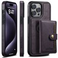 thumbnail image 1 of Wallet Case for iPhone 16 Pro Max, Compatible with MagSafe Magnetic Detachable Premium PU Leather Flip Case with Card Slots Holder Kickstand Wireless Charging for iPhone 16 Pro Max, Purple, 1 of 9