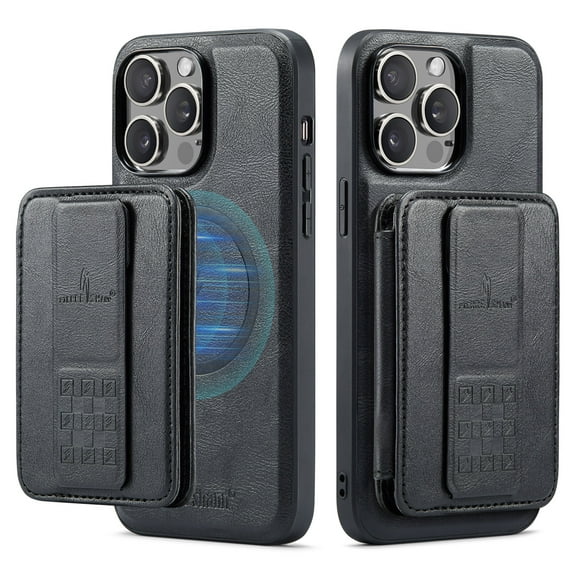 Wallet Case for iPhone 16 Pro Max, Compatible with MagSafe for Men Women, Detachable Magnetic Clasp Wallet Phone Case with Card Slots Holder RFID Blocking for iPhone 16 Pro Max, Black