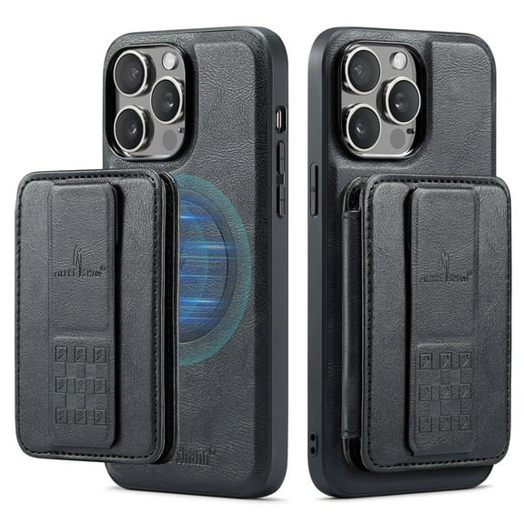 Wallet Case for iPhone 16 Pro Max, Compatible with MagSafe for Men Women, Detachable Magnetic Clasp Wallet Phone Case with Card Slots Holder RFID Blocking for iPhone 16 Pro Max, Black