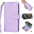 thumbnail image 1 of Wallet Case for iPhone 16 Pro Max, PU Leather Detachable Magnetic Inner Case with Kickstand Card Holder Hand Strap for iPhone 16 Pro Max Flip Wallet 2 In 1 Cover for Women Men - Purple, 1 of 9