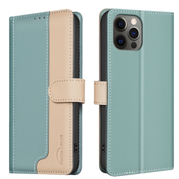 Wallet Case for iPhone 16 Pro Max, RFID Blocking Credit Card Holder, Premium Splice PU Leather Magnetic Clasp Folio Kickstand Flip Shockproof Luxury Cover For iPhone 16 Pro Max,Green