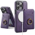 thumbnail image 1 of Wallet Case for iPhone 16 Pro Max,Ring Holder,Compatible with MagSafe Magnetic RFID Blocking Detachable Premium PU Leather Case with Card Slots Holder Kickstand Wireless Charging,Purple, 1 of 10