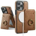 thumbnail image 1 of Wallet Case for iPhone 16 Pro Max,Ring Holder,Compatible with MagSafe Magnetic RFID Blocking Detachable Premium PU Leather Case with Card Slots Holder Kickstand Wireless Charging,Brown, 1 of 10
