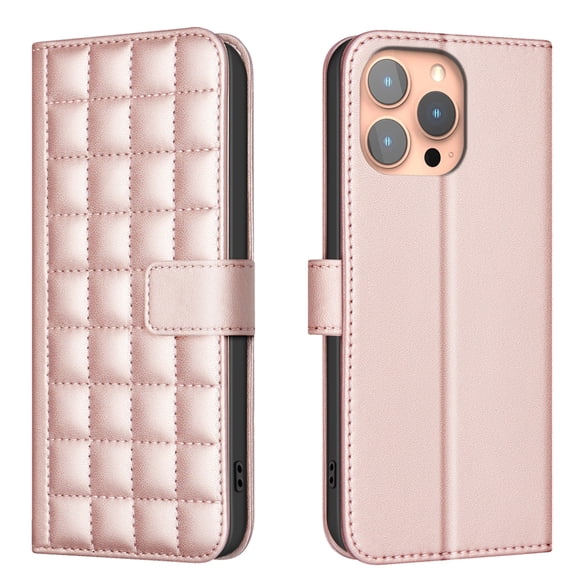 Wallet Case for iPhone 16 Pro Max with Wrist Strap + Crossbody Shoulder Strap, PU Leather Kickstand Drop Protective Card Slots Flip Case Cover for iPhone 16 Pro Max for Girls Women, Rosegold