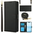 thumbnail image 1 of Wallet Case for iPhone 16 Pro Max with Wrist Strap & Shoulder Strap, Multiple Card Slots Purse, PU Leather Stand Business Protective Phone Cover for iPhone 16 Pro Max - Black, 1 of 7