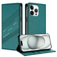 thumbnail image 1 of Wallet Case for iPhone 16 Pro, PU Leather + TPU Shockproof Cover with Card Slots Cash Pocket Kickstand Magnetic Closure Full Body Protection for Women Men for iPhone 16 Pro, Darkgreen, 1 of 10
