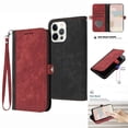 thumbnail image 1 of Wallet Case for iPhone 16 Pro, Premium PU Leather Wrist Strap Handbag Magnetic Button Silicone Shockproof Protective Case with Card Holder Kickstand Flip Cover for iPhone 16 Pro, Red, 1 of 9