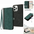 thumbnail image 1 of Wallet Case for iPhone 16 Pro, Premium PU Leather Wrist Strap Handbag Magnetic Button Silicone Shockproof Protective Case with Card Holder Kickstand Flip Cover for iPhone 16 Pro, Darkgreen, 1 of 9