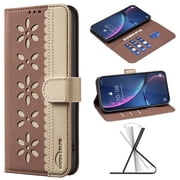 Wallet Case for iPhone 16 Pro, RFID Blocking 3 Card Holders & Cash Slot | Kickstand | Shockproof TPU Inner Shell | PU Leather | Magnetic Closure | Protective Flip Folio Cover,Brown