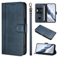 thumbnail image 1 of Wallet Case for iPhone 16 Pro, RFID Blocking 3 Card Holders Wrist Strap Kickstand Shockproof TPU Shell Premium PU Leather Magnetic Closure Protective Flip Folio Cover,Blue, 1 of 10