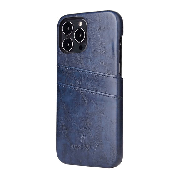 Wallet Case for iPhone 16 Pro, Vintage 2 Credit Card Holders Smooth Synthetic Leather Shock-Absorbent Anti-falling Business Ultra Slim Phone Case Cover for iPhone 16 Pro, Blue
